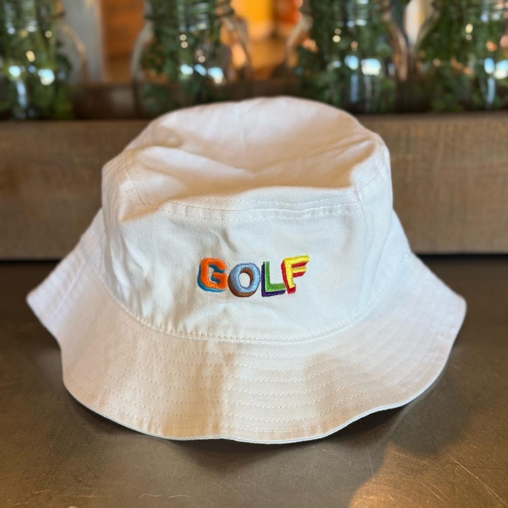 GOLF WANG White w/multi-colored logo bucket hat *LIKE NEW*